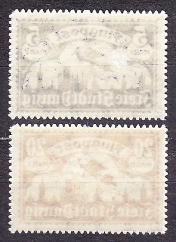 DANZIG 1923, Michel 116, 118, * čisté. LETECKÉ.