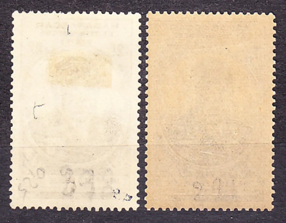 MADAGASCAR 1945, Michel 385-386, kompletná séria. KOLÓNIE. GUVERNÉR FÉLIX ÉBOUÉ.