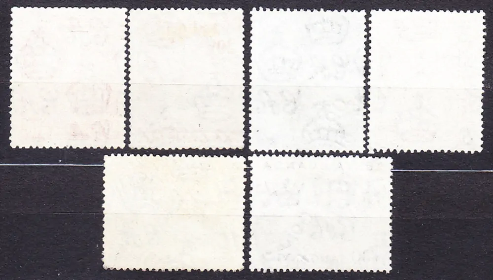 KEŇA / UGANDA / TANGANIKA 1954, Michel 93-96, 98, 101, razené. KOLÓNIE. KRÁĽOVNÁ ALŽBETA II. - KRAJINY, ZVIERATÁ.