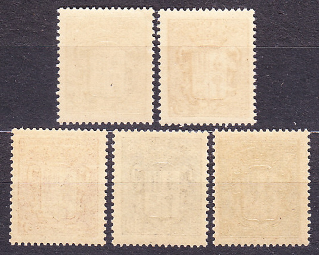 ANDORRA - FRANCÚZSKA POŠTA 1936, Michel 50-53, 55, **/* čisté. ERBY.