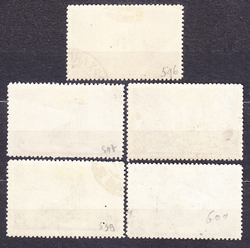 ZSSR 1937, Michel 558-562, razené. MOSKOVSKÉ BUDOVY.