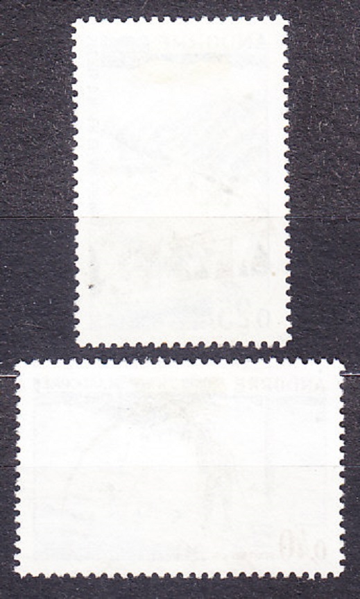 ANDORRA - FRANCÚZSKA POŠTA 1966, Michel 195-196, razená séria. ZIMNÉ ŠPORTY.