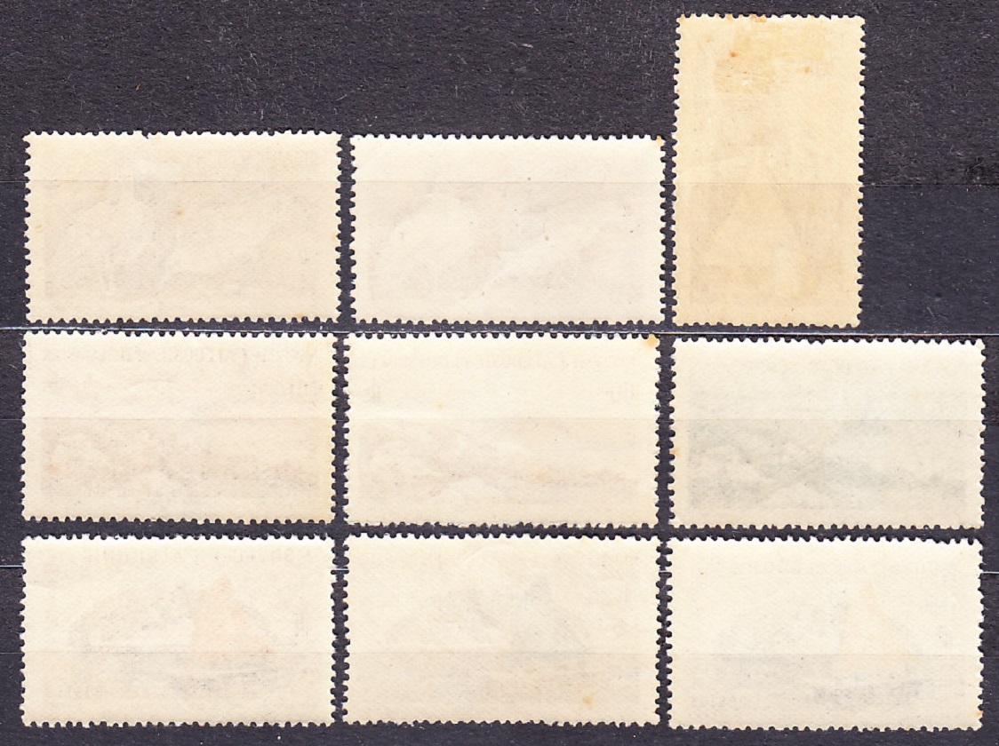 NOVÁ KALEDÓNIA 1948, Michel 326, 328-334, 343, * čisté. KOLÓNIE. VTÁK KAGU, KRAJINY, LODE.