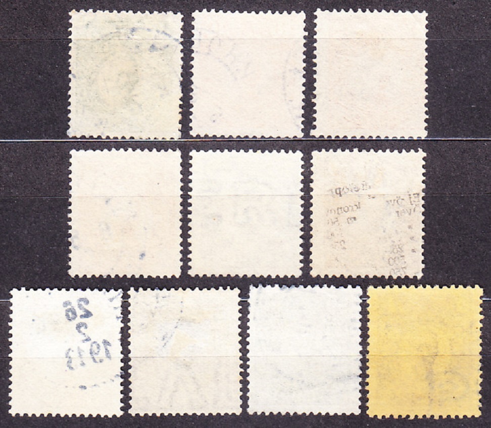 ŠVÉDSKO 1911, Michel 68, 71-74, 77-78, 80, 82-83, razené. KRÁĽ GUSTAF V.