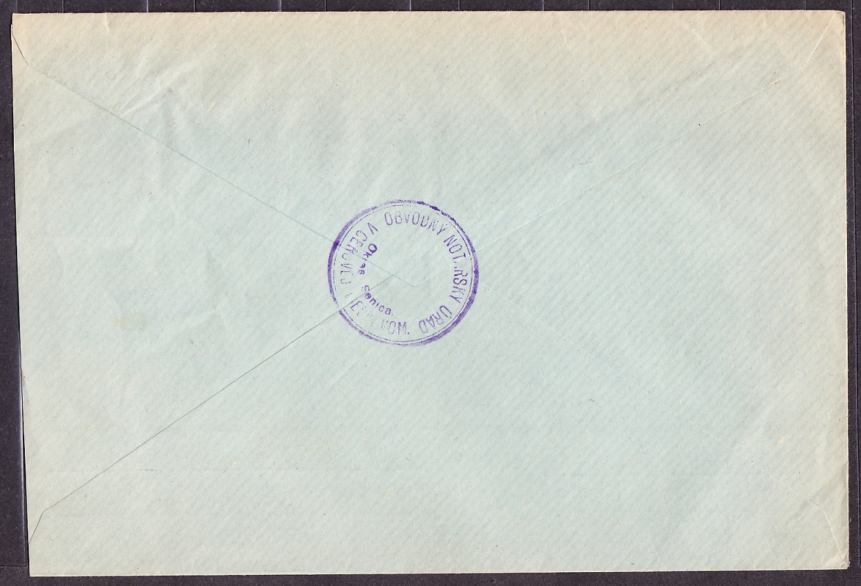 SLOVENSKÝ ŠTÁT 1940, obálka. OBVODNÉ NOTÁRSTVO - CEROVÁ-LIESKOVÉ.