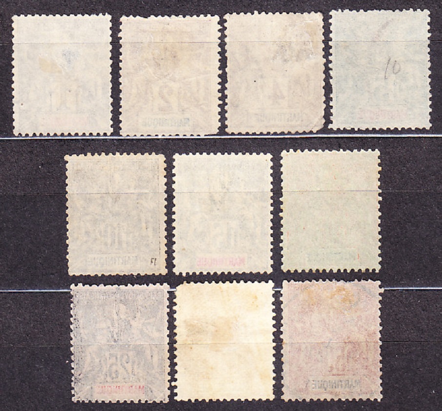 MARTINIQUE 1892, Michel 26-33, 35-36, razené. KOLÓNIE. ALEGÓRIA.
