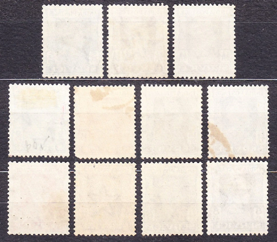 INDIA 1939, Michel 102-112, razená séria. KOLÓNIE. SLUŽOBNÉ. KRÁĽ GEORGE VI.