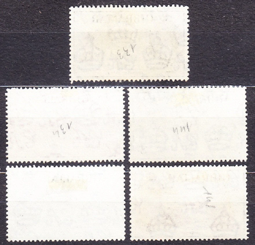 GIBRALTAR 1953, Michel 137-141, razené. KOLÓNIE. KRÁĽOVNÁ ALŽBETA II. - KRAJINY.