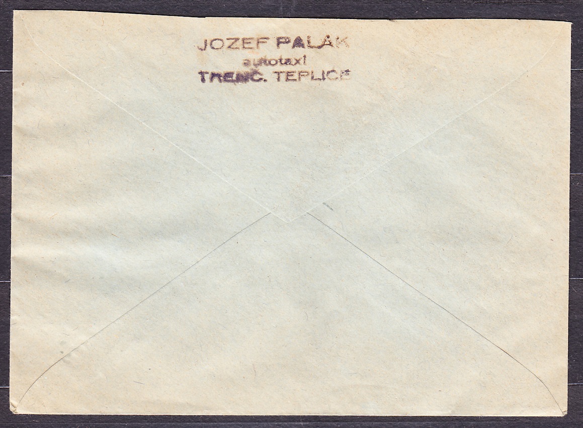 SLOVENSKÝ ŠTÁT 1944, doporučená obálka. AUTOTAXI, JOZEF PALÁK - TRENČIANSKE TEPLICE.
