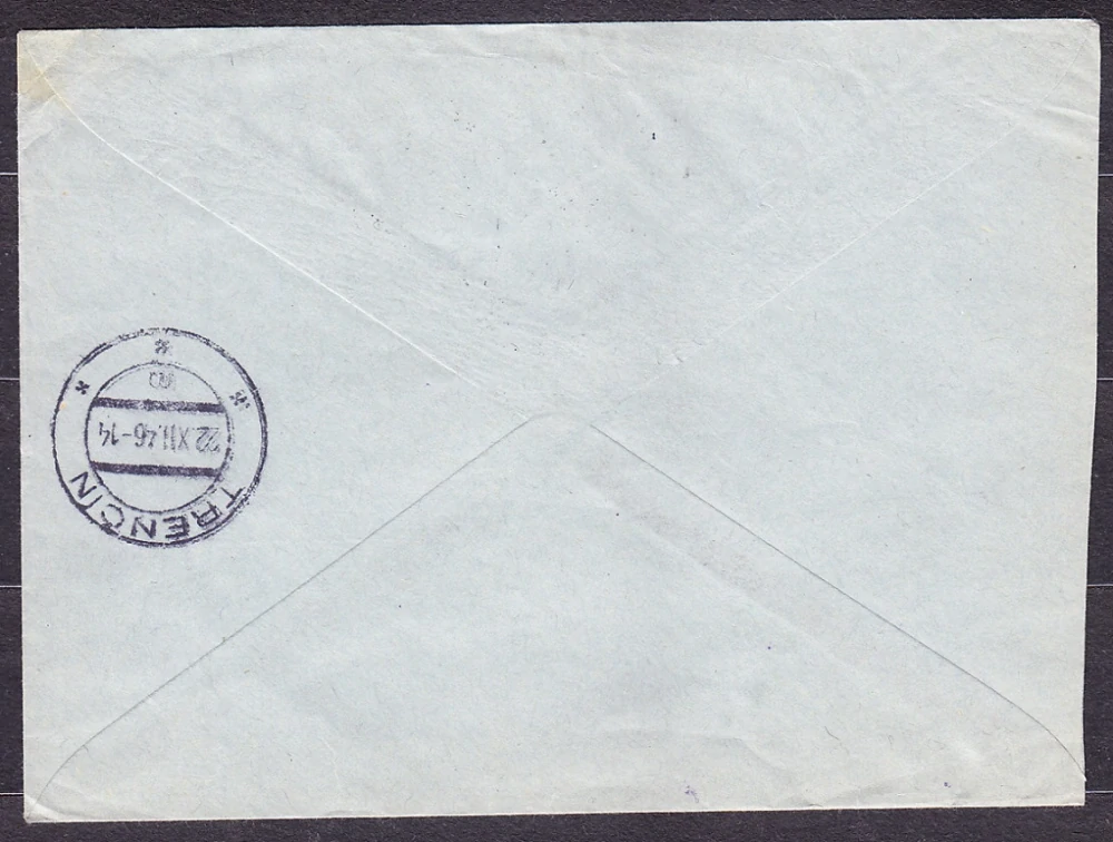ČSSR 1946, doporučená obálka + EXPRES. SLOVENSKÉ SKLÁRNE, NÁRODNÝ PODNIK - BRATISLAVA.