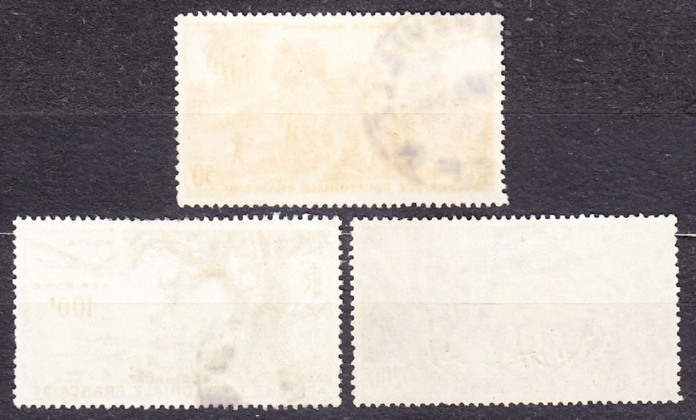 FRANCÚZSKA ROVNÍKOVÁ AFRIKA 1947, Michel 281-283, razená séria. KOLÓNIE. LETECKÉ - KRAJINY.