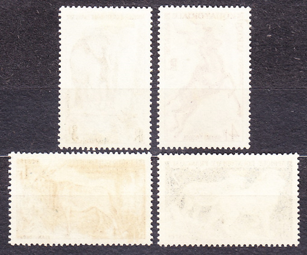 FRANCÚZSKA ROVNÍKOVÁ AFRIKA 1957, Michel 305-308, razená séria. KOLÓNIE. AFRICKÉ ZVIERATÁ.