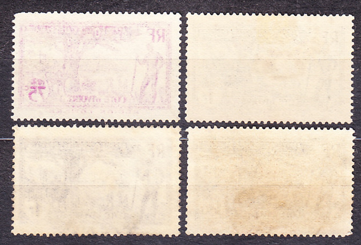 POBREŽIE SLONOVINY 1936, Michel 132, 136, 138, 141, razené. KOLÓNIE. KRAJINY.