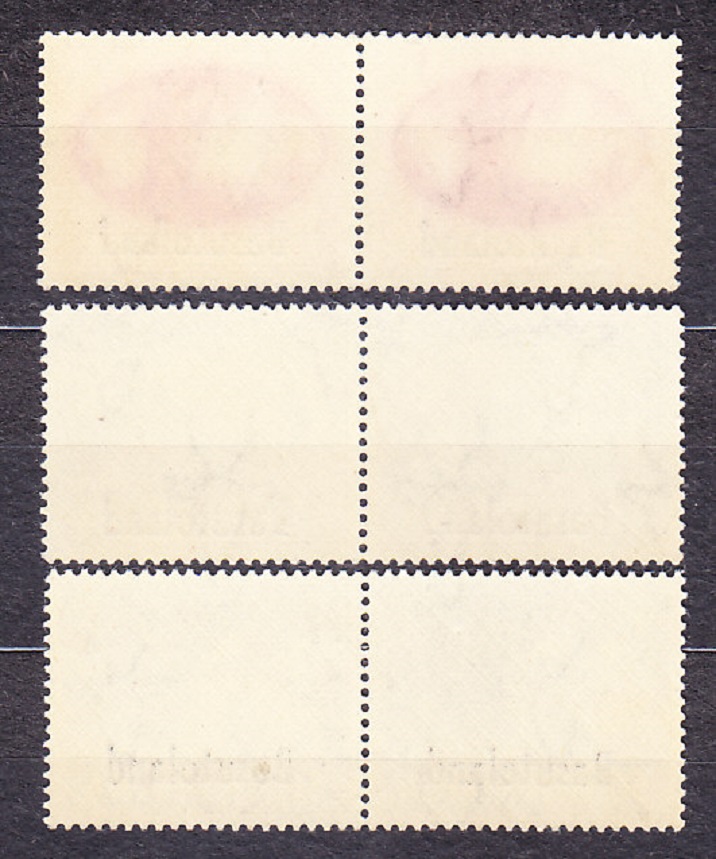 BASUTOLAND 1945, Michel 29-34, ** čistá séria. KOLÓNIE. KONIEC VOJNY - PRETLAČE NA ZNÁMKACH JUŽNEJ AFRIKY.