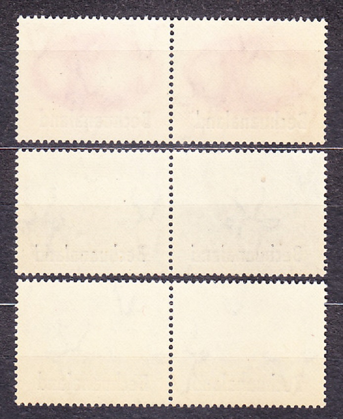 BECHUANALAND 1945, Michel 112-117, ** čistá séria. KOLÓNIE. KONIEC VOJNY - PRETLAČE NA ZNÁMKACH JUŽNEJ AFRIKY.