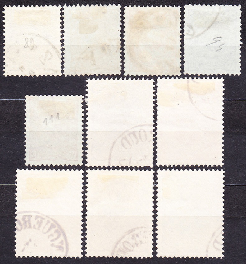 IRÁN 1897, Michel 95, 98-101, 103-107, razené. ERBY - LEV, PANOVNÍK MUZZAFAR AD-DIN.