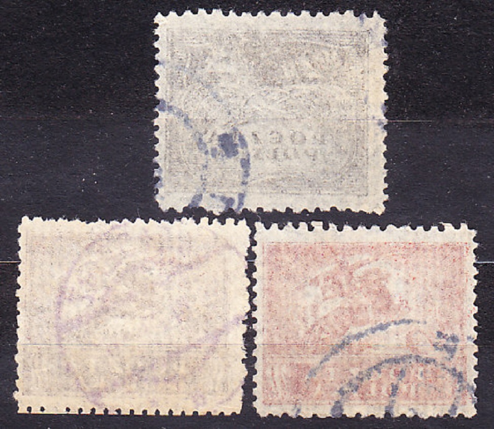 POĽSKO 1919, Michel 111, 114, 116, razené. KRAJINY, JAZDEC NA KONI.