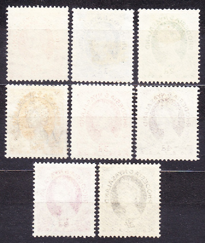 RHODESIA AND NYASSALAND 1954, Michel 1-6, 8, 10, razené. KOLÓNIE. KRÁĽOVNÁ ALŽBETA II.