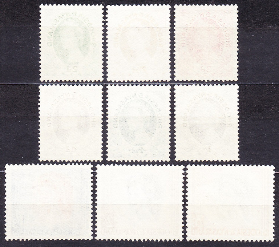RHODESIA AND NYASSALAND 1954, Michel 3-7, 10-13, čisté bez lepu. KOLÓNIE. KRÁĽOVNÁ ALŽBETA II.