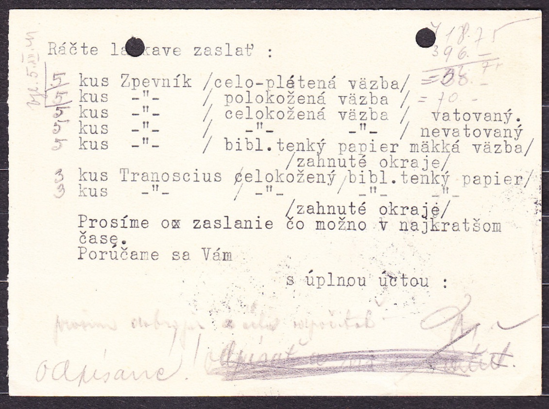SLOVENSKÝ ŠTÁT 1941, poštový lístok. HODINÁR, ZLATNÍK, BEDRICH ŠTASTNÝ - MARTIN.