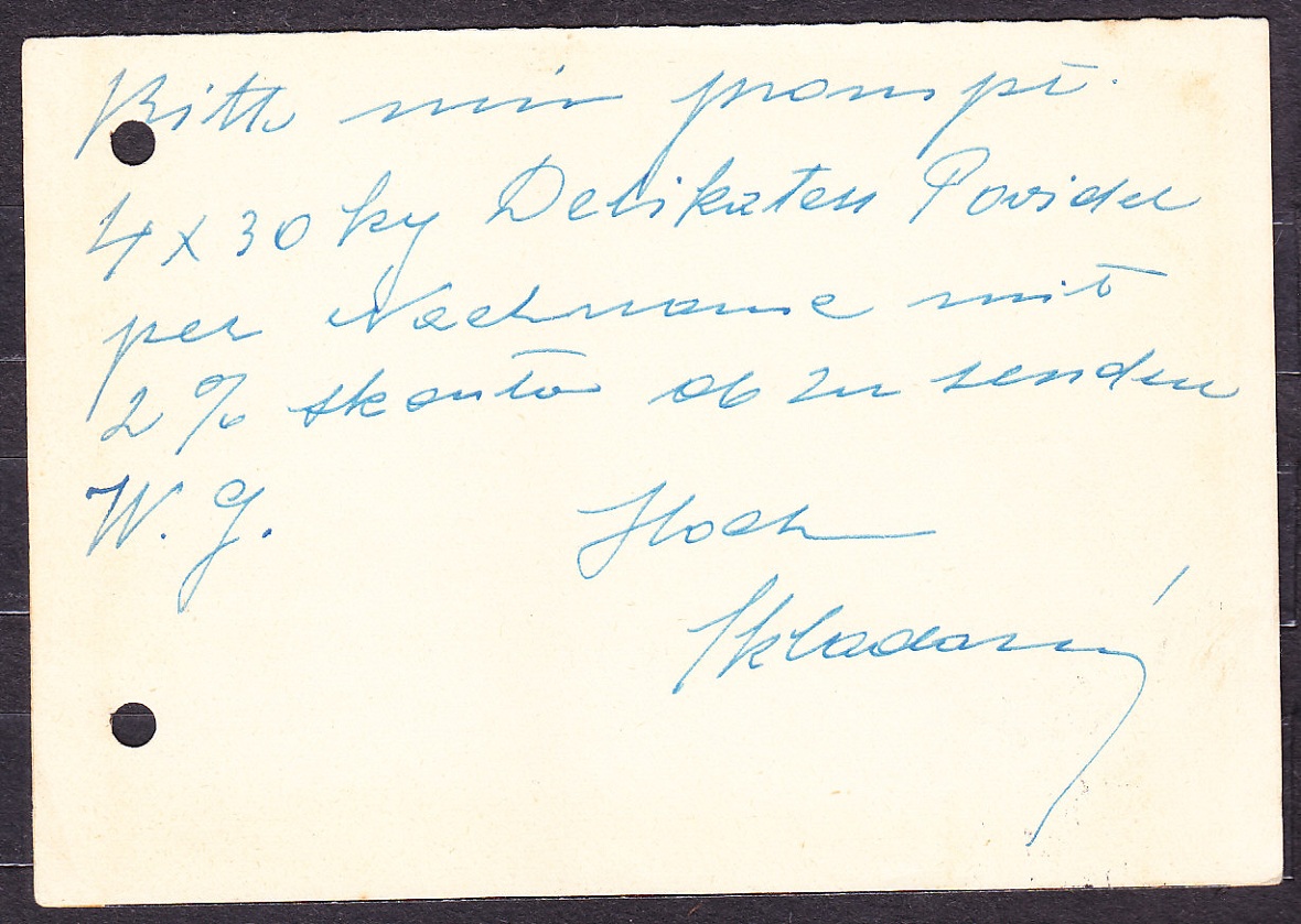 SLOVENSKÝ ŠTÁT 1940, poštový lístok. OBCHOD S MIEŠANÝM TOVAROM, LADISLAV SKLADANÝ - LIPTOVSKÝ HRÁDOK. VLAKOVÉ RAZÍTKO !