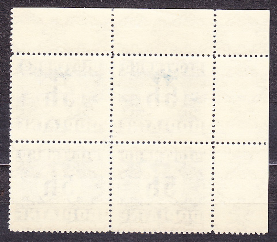 SLOVENSKÝ ŠTÁT 1940, Synek D1 Y, ** čistý rohový 4-blok ( ĽH  + dosková chyba). DOPLATNÉ. Priesvitka P1.