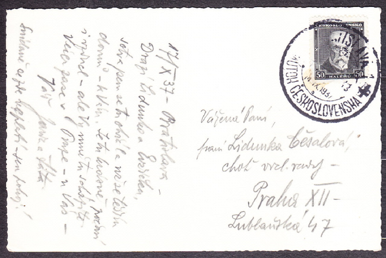 BRATISLAVA 1937, poslaná. MANDERLA - PRVÝ MRAKODRAP V BRATISLAVE.