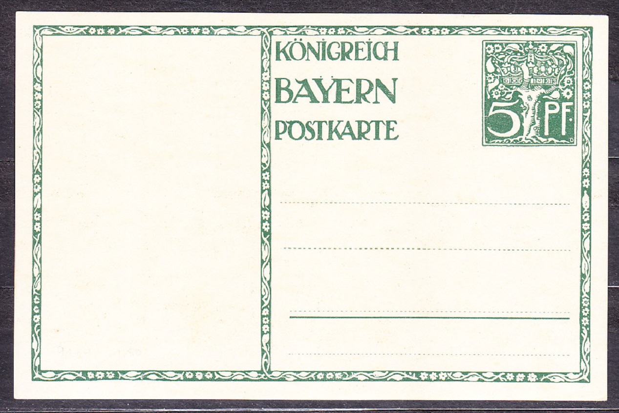 BAYERN 1911, nepoužitá, malý formát. JUBILEJNÉ.