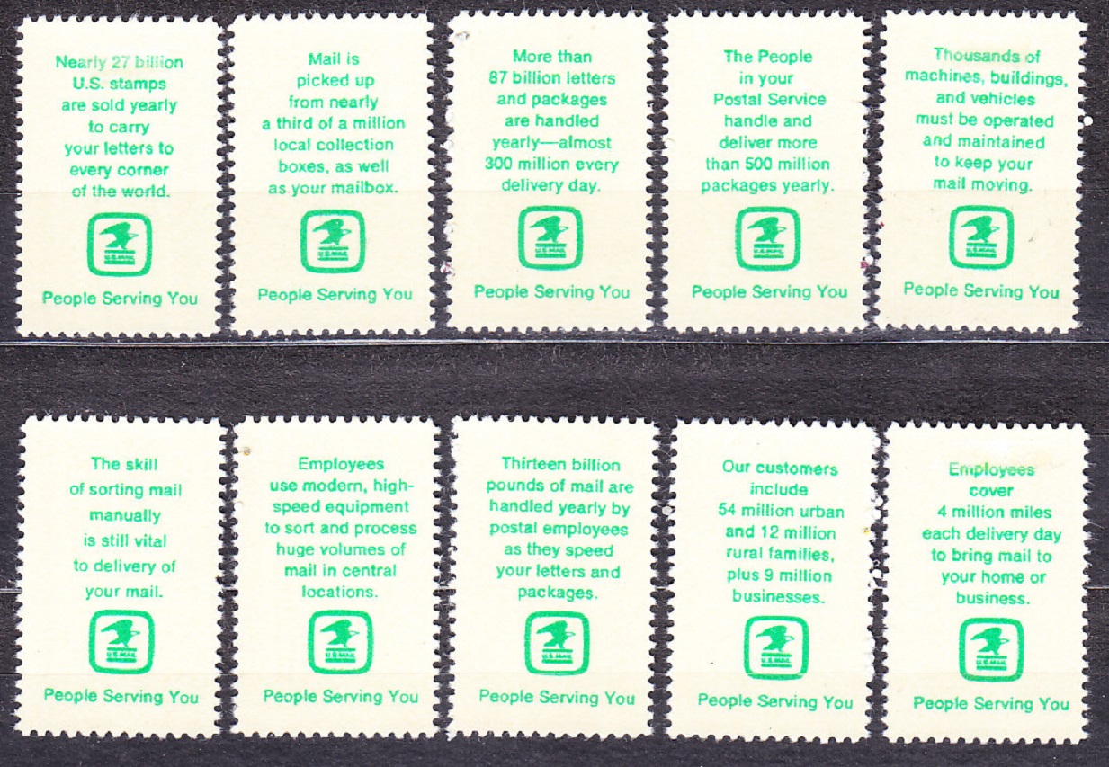 USA 1973, Michel 1096-1105, razená séria. POŠTOVÁ SLUŽBA.