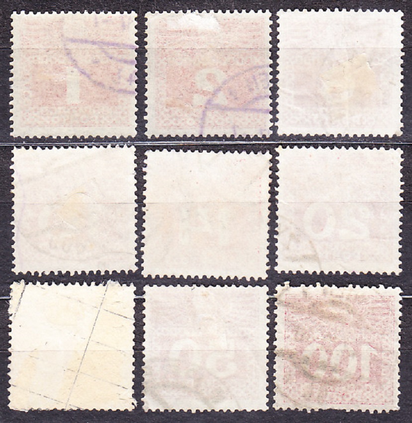 RAKÚSKO 1908, Michel 34-35, 37-40, 42-44, razené. DOPLATNÉ. ČÍSLICE, OROL.