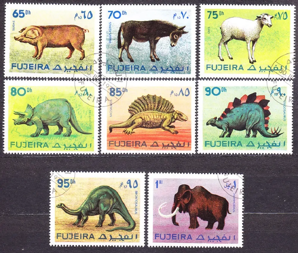 FUJEIRA 1972, Michel 1201-1220, razená séria. ZVIERATÁ, DINOSAURY.