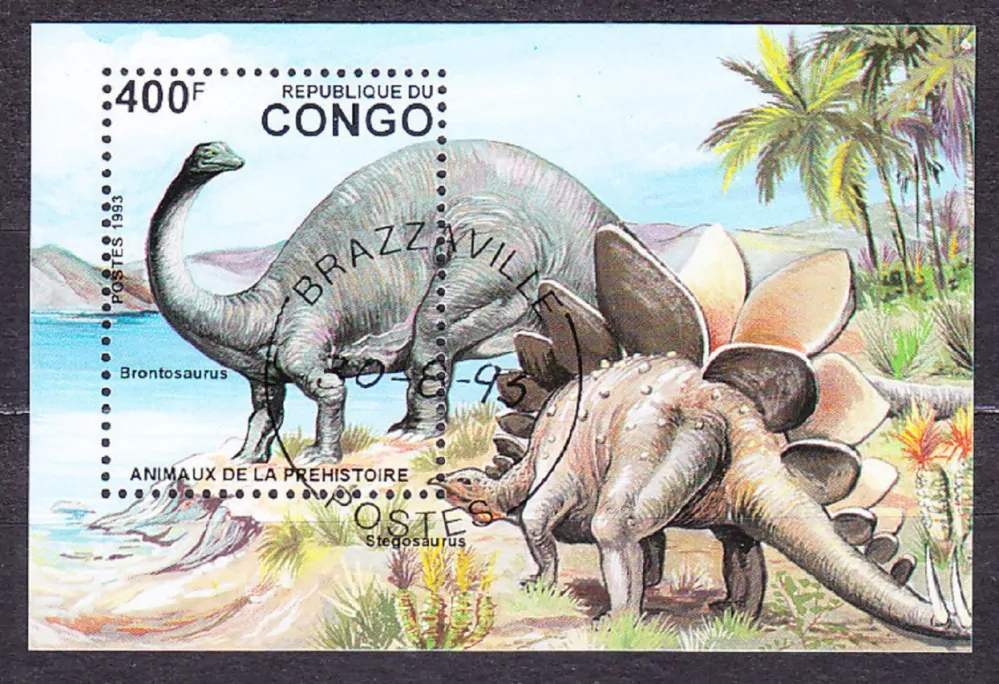 KONGO ( BRAZZAVILLE ) 1993, Michel 1398-1402 + Block 124, razená séria + hárček. DINOSAURY.