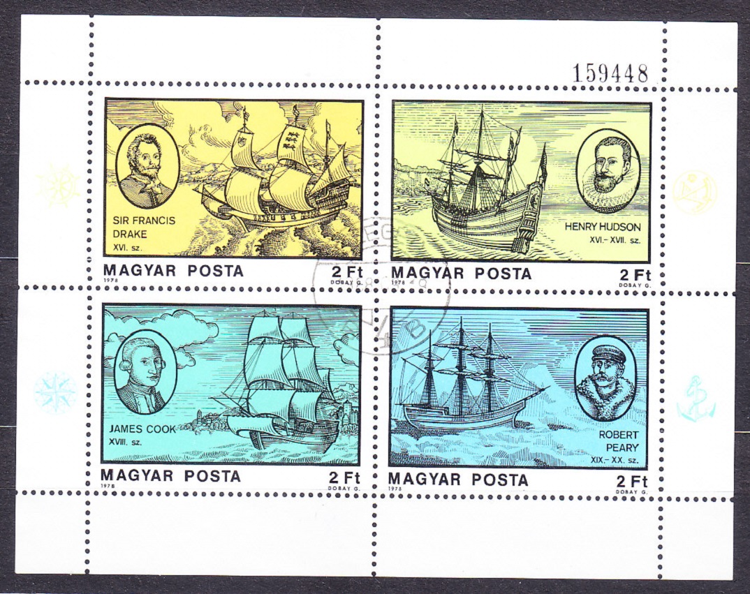 MAĎARSKO 1978, Michel Block 131 A + Block 132 A, razené hárčeky ( komplet ). SLÁVNI MOREPLAVCI - LODE.