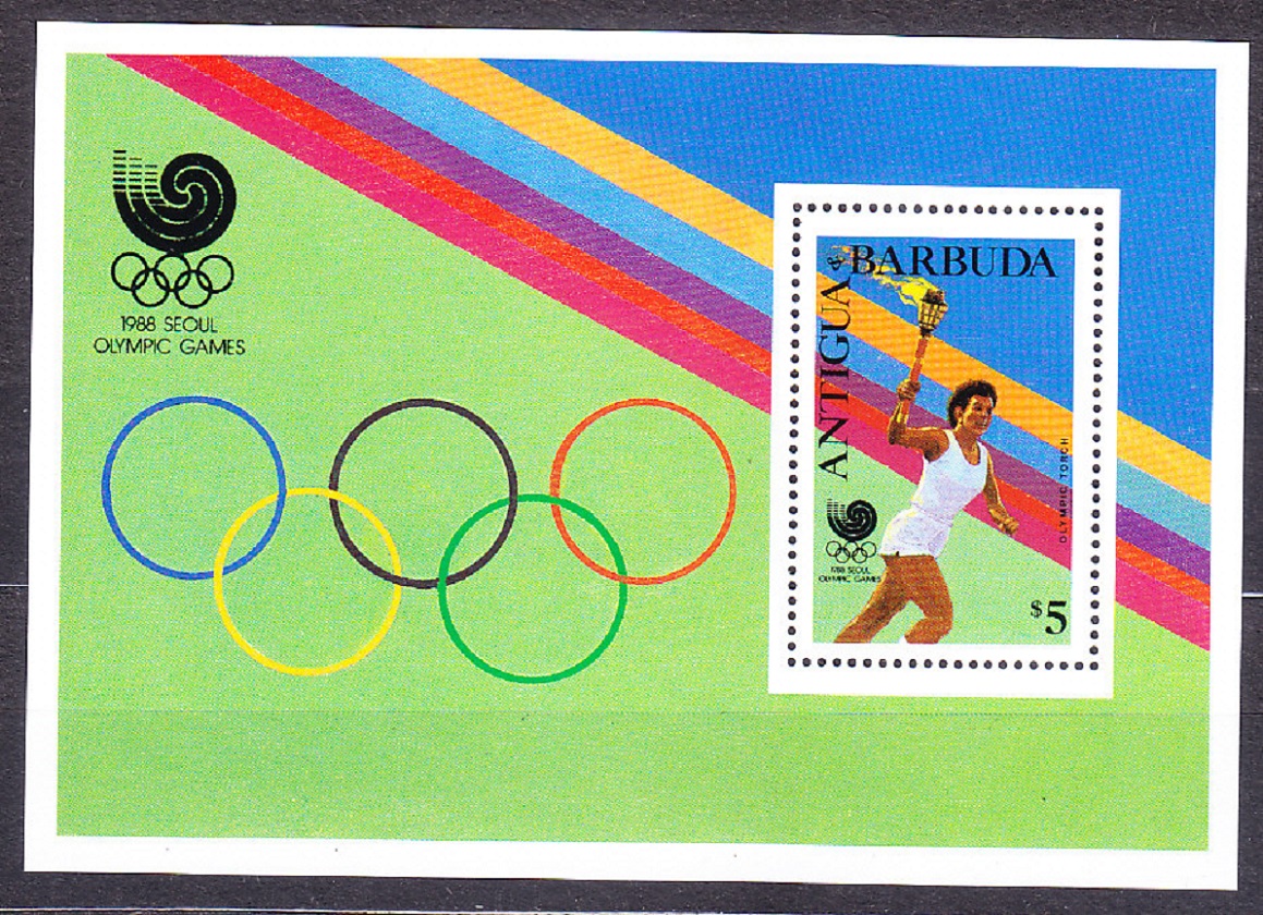 ANTIGUA & BARBUDA 1988, Michel 1161-1164 + Block 147, ** čistá séria + hárček. LOH V SOULE.