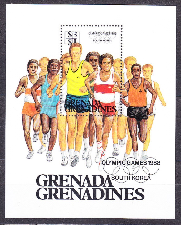 GRENADA & GRENADINES 1986, Michel 812-815 + Block 119, ** čistá séria + hárček. LOH V SOULE.