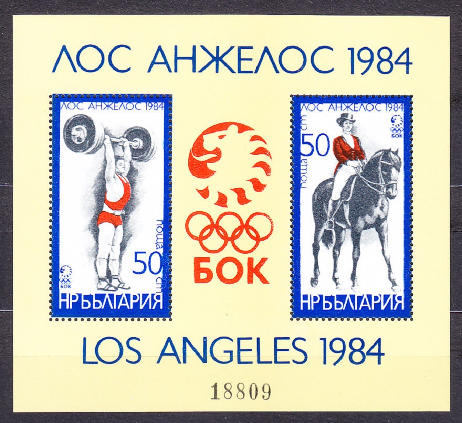 BULHARSKO 1983, Michel 3183-3186 + Block 132, ** čistá séria + hárček. LOH V LOS ANGELES.