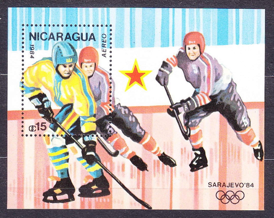 NICARAGUA 1984, Michel 2472-2478 + Block 155, ** čistá séria + hárček. ZOH V SARAJEVE.