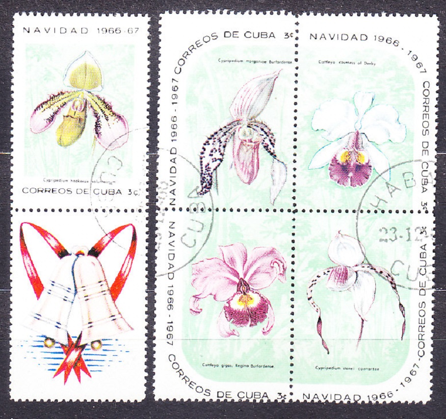 KUBA 1966, Michel 1249-1258, razené. ORCHIDEJE.