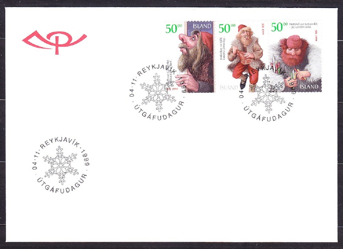 ISLAND 1999, Michel 928-940, 3 FDC OBÁLKY. VIANOCE - TRPASLÍCI.