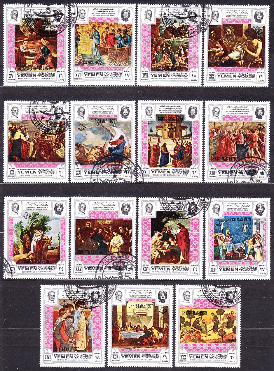 JEMEN 1970, Michel 1099-1128, razená séria. VIANOCE - ZO ŽIVOTA KRISTA.
