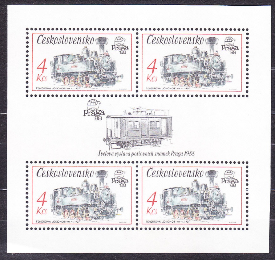 ČSSR 1987, Pofis A2795 + A2797, ** čisté hárčeky. TECHNICKÉ PAMIATKY, AUTÁ, LOKOMOTÍVY.