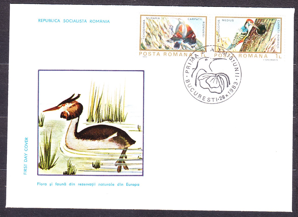 RUMUNSKO 1983, Michel 3982-3991, 4 FDC OBÁLKY. OCHRANA PRÍRODY - FLÓRA, FAUNA.