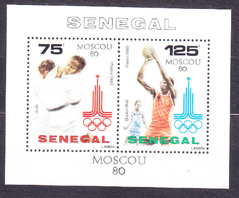 SENEGAL 1980, Michel 731-735, Block 38 + 39, ** čistá séria + 2 hárčeky. LOH V MOSKVE.
