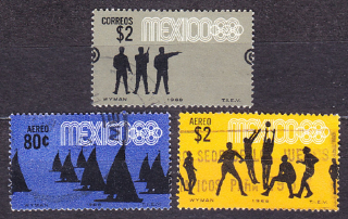 MEXIKO 1968, Michel 1266-1267, 1269, razené. LOH V MEXICO CITY.