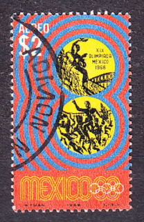 MEXIKO 1968, Michel 1290, razená. LOH V MEXICO CITY - MEDAILE.