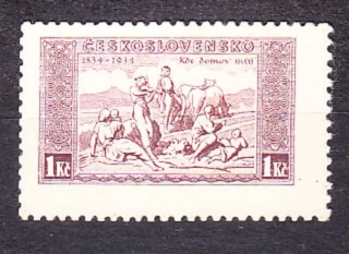 ČSR 1934, Pofis 281 A, čistá bez lepu - aršíkové vydanie. KDE DOMOV MÚJ.