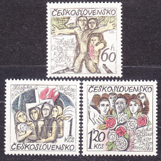 ČSSR 1975, Pofis 2127-2129, ** čistá séria. ZNIČENIE ČESKÝCH A SLOVENSKÝCH OBCÍ.