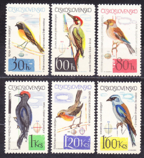 ČSSR 1964, Pofis 1401-1406, * čistá séria. LESNÉ A ZÁHRADNÉ VTÁCTVO.