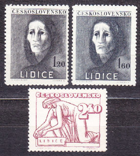 ČSSR 1947, Pofis 453-455, ** čistá séria. LIDICE - 5. VÝROČIE.