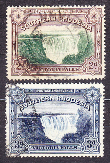 SOUTHERN RHODESIA 1932, Michel 30-31, razená séria. KOLÓNIE. VIKTORINE VODOPÁDY.